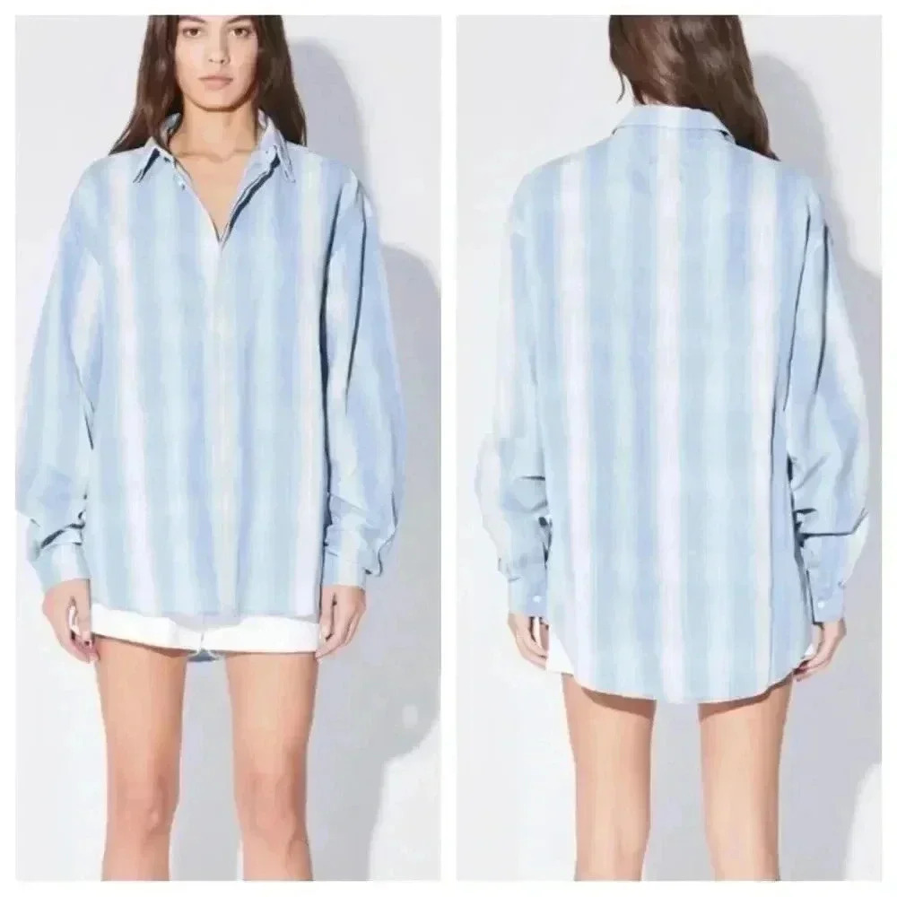 NWT RtA Sierra Shirt Blue Plaid size XS